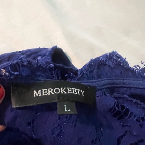 Royal Sleeveless Lace Floral Elegant Cocktail Dress Crew Neck Knee Length - Picture 3 of 3